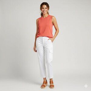 NWT TALBOTS Supersoft Cargo Pants in White 16